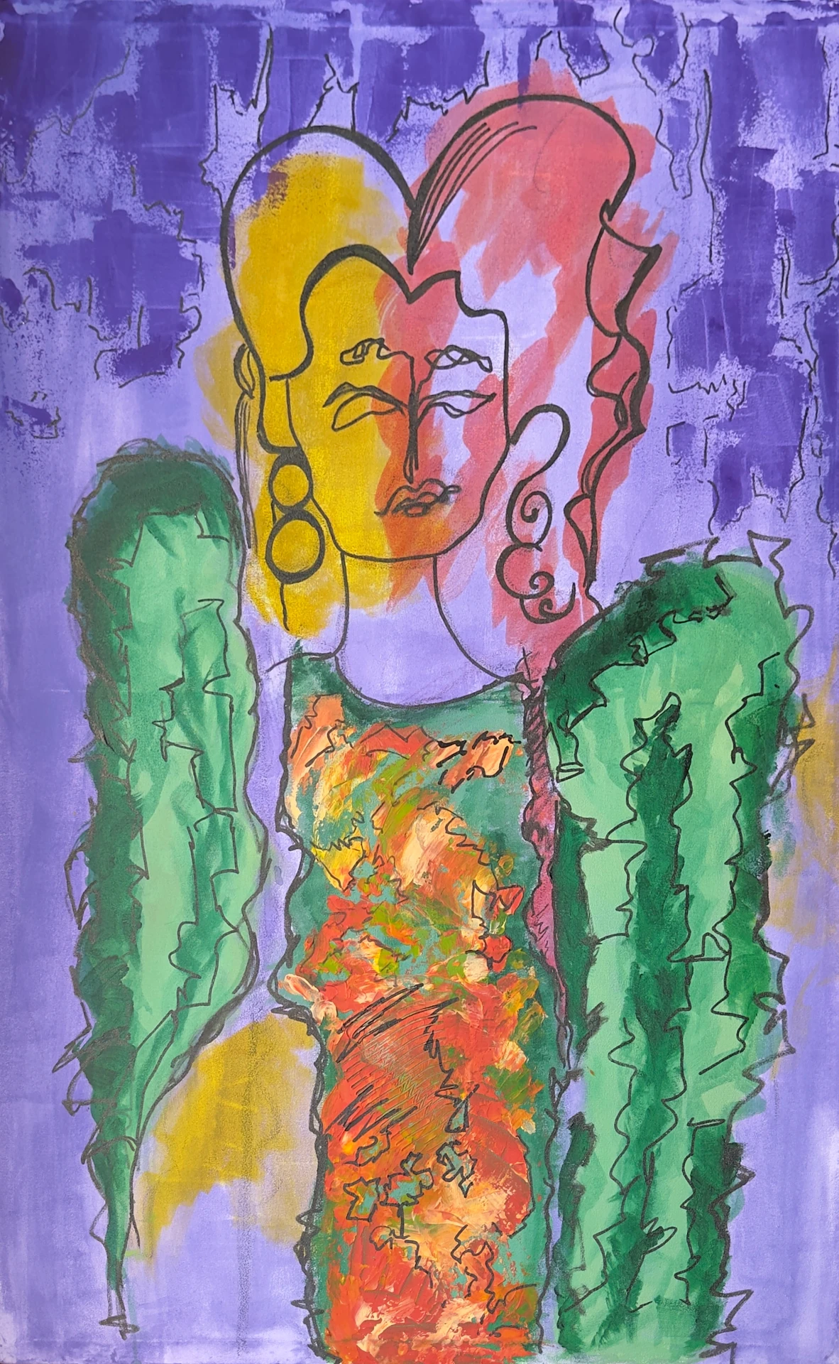 Fragments of Her, acrylic and modeling paste on canvas